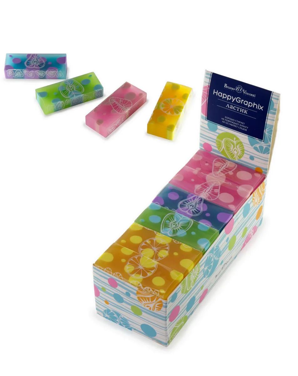 Ластики 30 шт. Bruno Visconti HappyGraphix "FRESH" 4 цвета, Арт. 42-0009-30, Желтый;зеленый;фиолетовый, HappyGraphix "FRESH" 4 цвета
Ластики 30 шт. Bruno Visconti HappyGraphix "FRESH" 4 цвета, Арт. 42-0009-30, Желтый;зеленый;фиолетовый, HappyGraphix "FRESH" 4 цвета