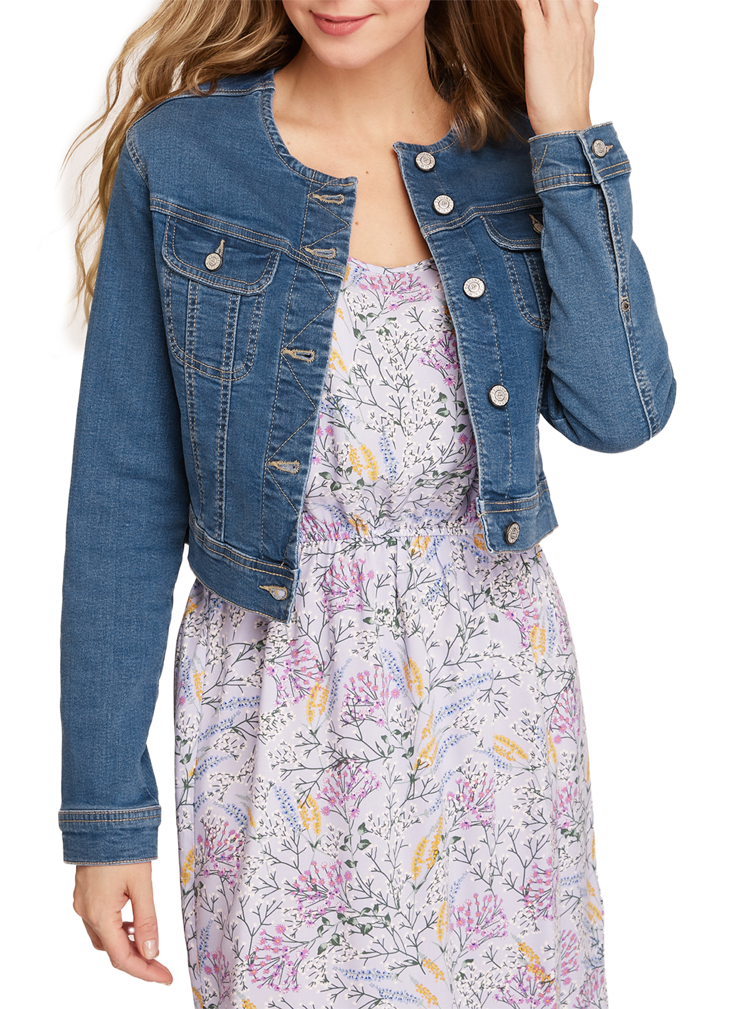 фото Джинсовая куртка женская oodji 11109003-5b синяя 34/170