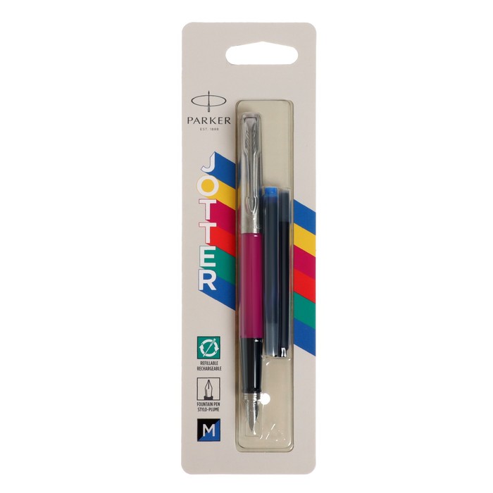 Ручка перьевая Parker Jotter Originals Magneta,1.0мм,+ 2 стержня син и чер блистер 2096860
Ручка перьевая Parker Jotter Originals Magneta,1.0мм,+ 2 стержня син и чер блистер 2096860