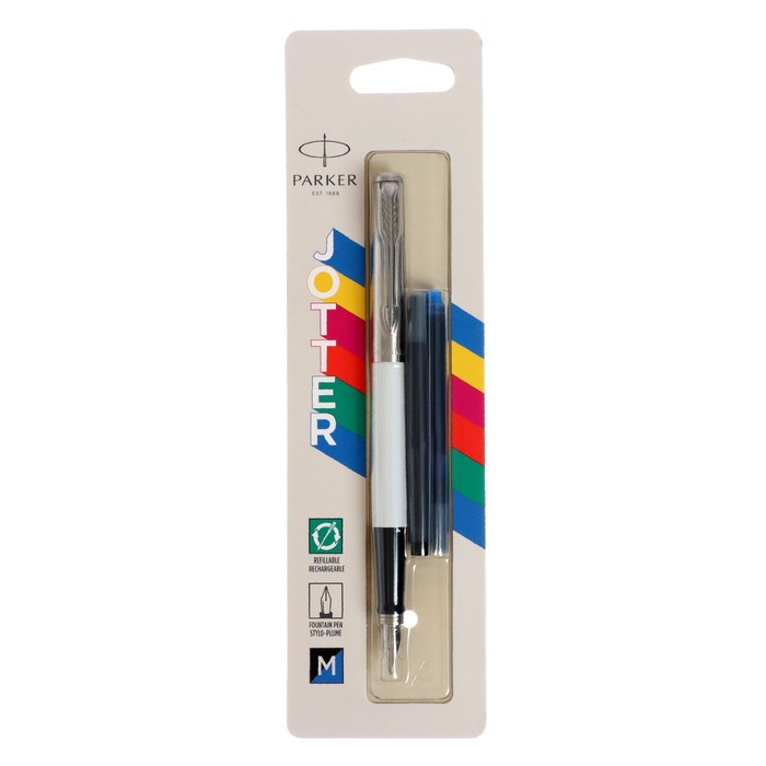 Ручка перьевая Parker Jotter Originals White 1.0мм+ 2 стержня син и черн , блистер 209687
Ручка перьевая Parker Jotter Originals White 1.0мм+ 2 стержня син и черн , блистер 209687