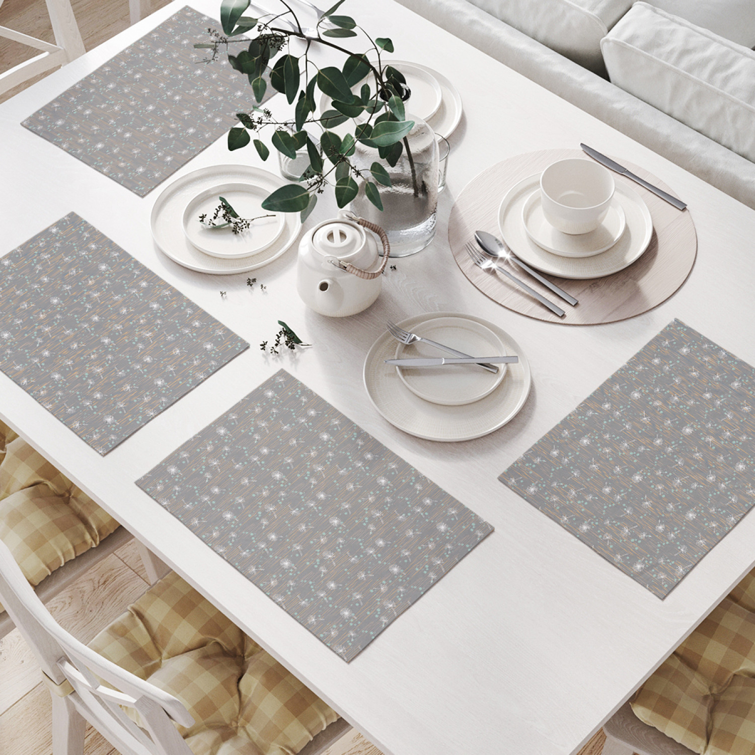 Комплект салфеток JoyArty "Точки и одуванчики" (32х46 см, 4 шт.), Серый, Точки и одуванчики 
Комплект салфеток JoyArty "Точки и одуванчики" (32х46 см, 4 шт.), Серый, Точки и одуванчики