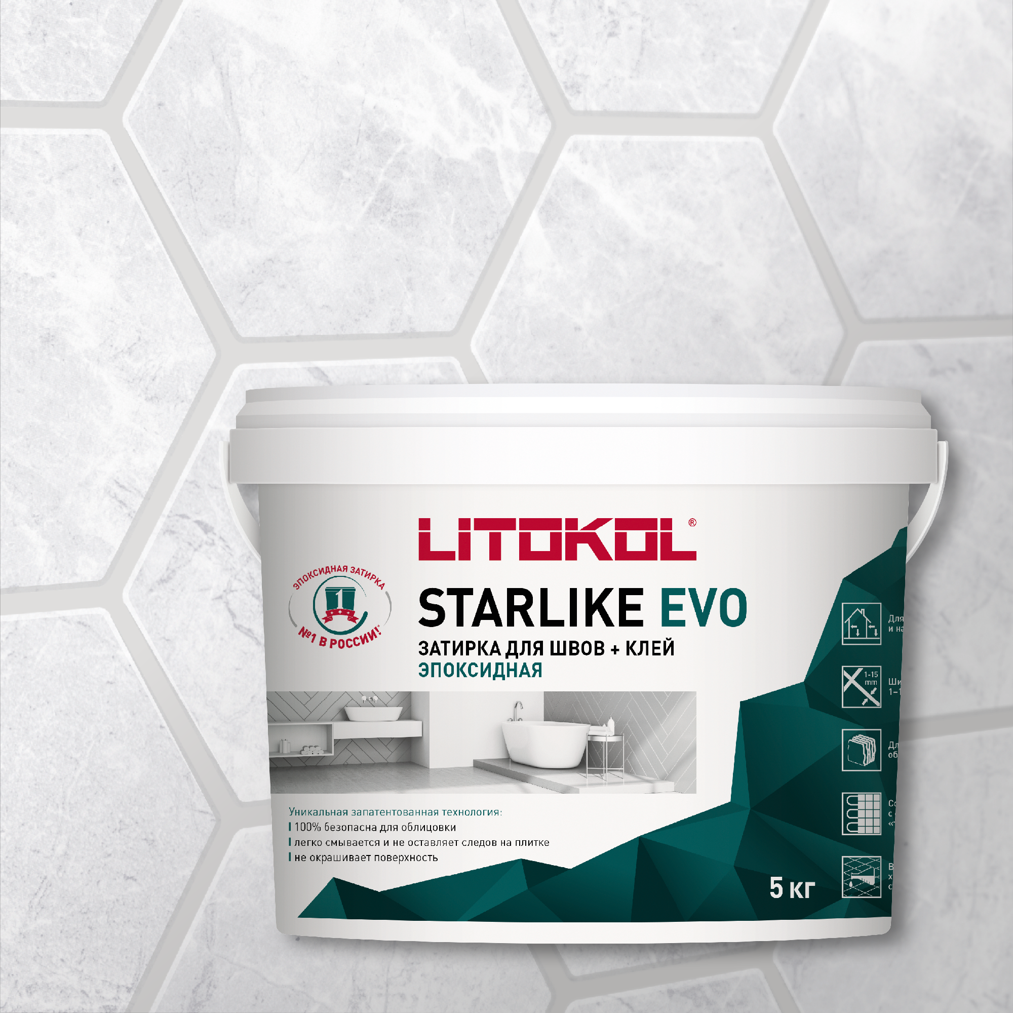 Эпоксидная затирка LITOKOL STARLIKE EVO S.102 BIANCO GHIACCIO, 5 кг, Белый, LITOKOL-1
Эпоксидная затирка LITOKOL STARLIKE EVO S.102 BIANCO GHIACCIO, 5 кг, Белый, LITOKOL-1