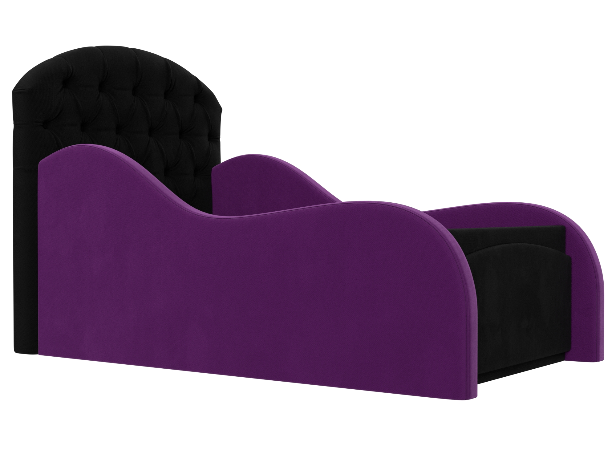 Детская кровать Майя микровельвет черный/фиолетовый, Детская кровать Майя 
Детская кровать Майя микровельвет черный/фиолетовый, Детская кровать Майя