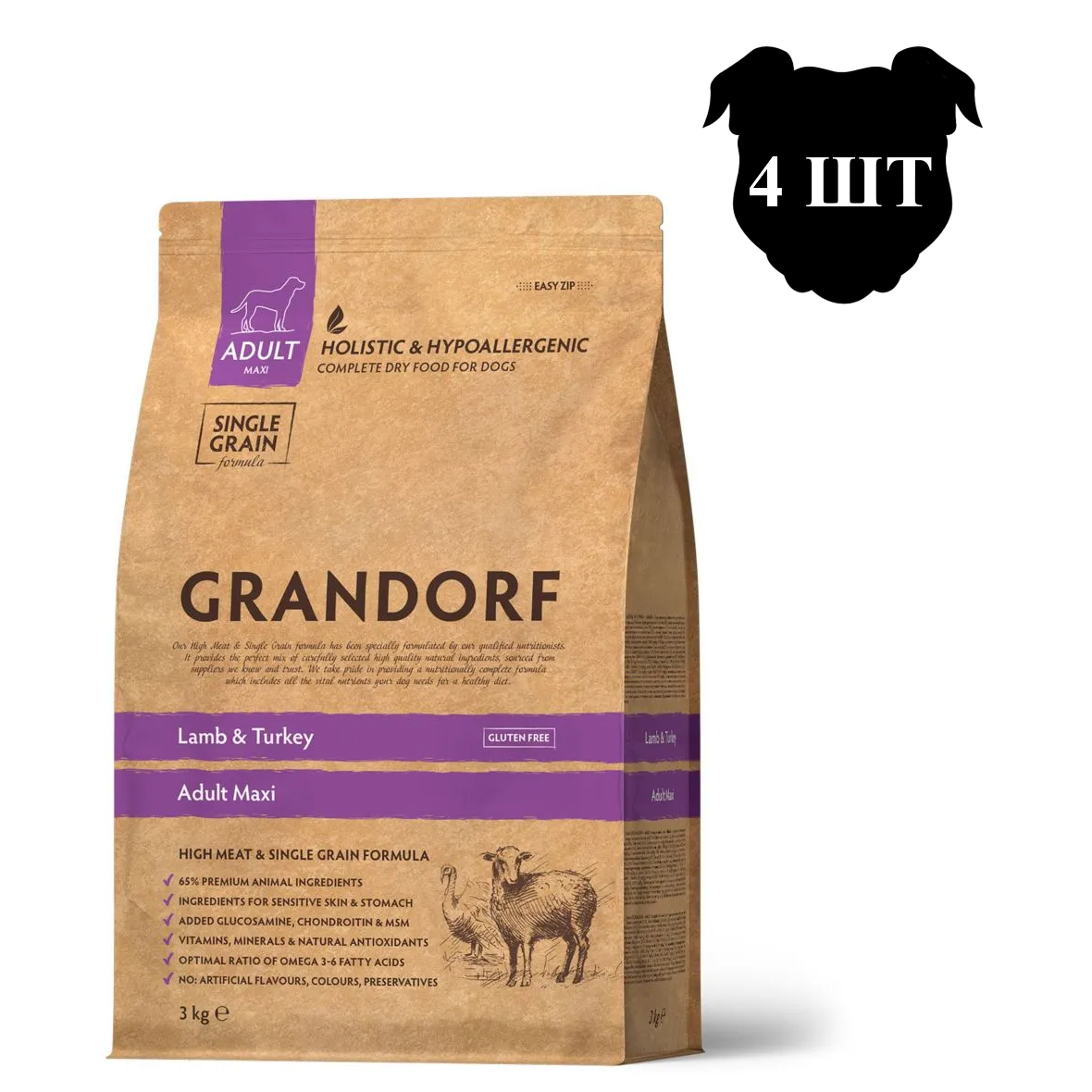 Сухой корм для собак Grandorf Maxi, для крупных пород, ягненок, индейка, 4 шт по 3 кг
Сухой корм для собак Grandorf Maxi, для крупных пород, ягненок, индейка, 4 шт по 3 кг