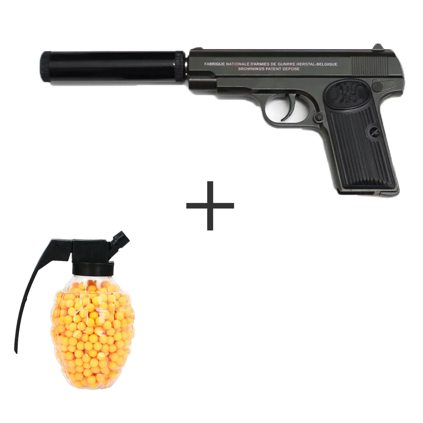 Пистолет WellyWell пневматический с глушителем Airsoft с пульками BB + граната Gun_C.17A+
Пистолет WellyWell пневматический с глушителем Airsoft с пульками BB + граната Gun_C.17A+