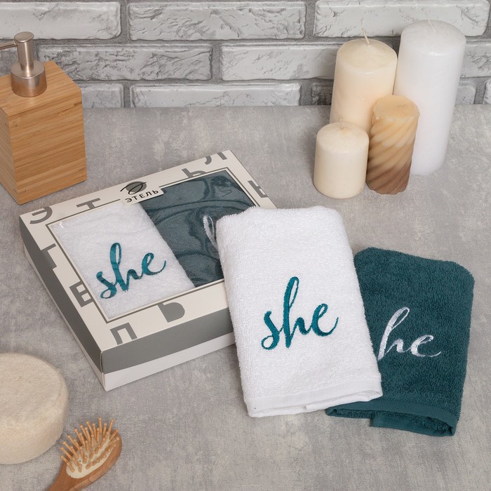 Набор полотенец "She & He" 30х60 см-2 шт, 100% хлопок, 340г/м2, Белый;зеленый, Этель Молодожёны
Набор полотенец "She & He" 30х60 см-2 шт, 100% хлопок, 340г/м2, Белый;зеленый, Этель Молодожёны