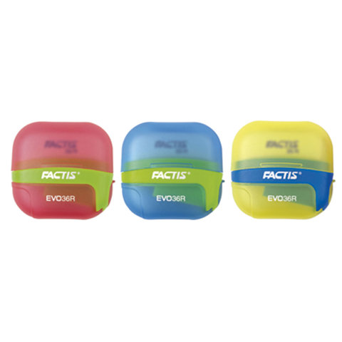 Точилка Factis EVO36R, с контейнером и резинкой, 50x50x25 мм, ассорти, F4707116, 16 шт, Белый
Точилка Factis EVO36R, с контейнером и резинкой, 50x50x25 мм, ассорти, F4707116, 16 шт, Белый