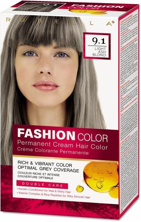 Стойкая крем-краска для волос Rubella, Fashion Color 9.1 Светло-пепельный блондин, 50 мл
Стойкая крем-краска для волос Rubella, Fashion Color 9.1 Светло-пепельный блондин, 50 мл