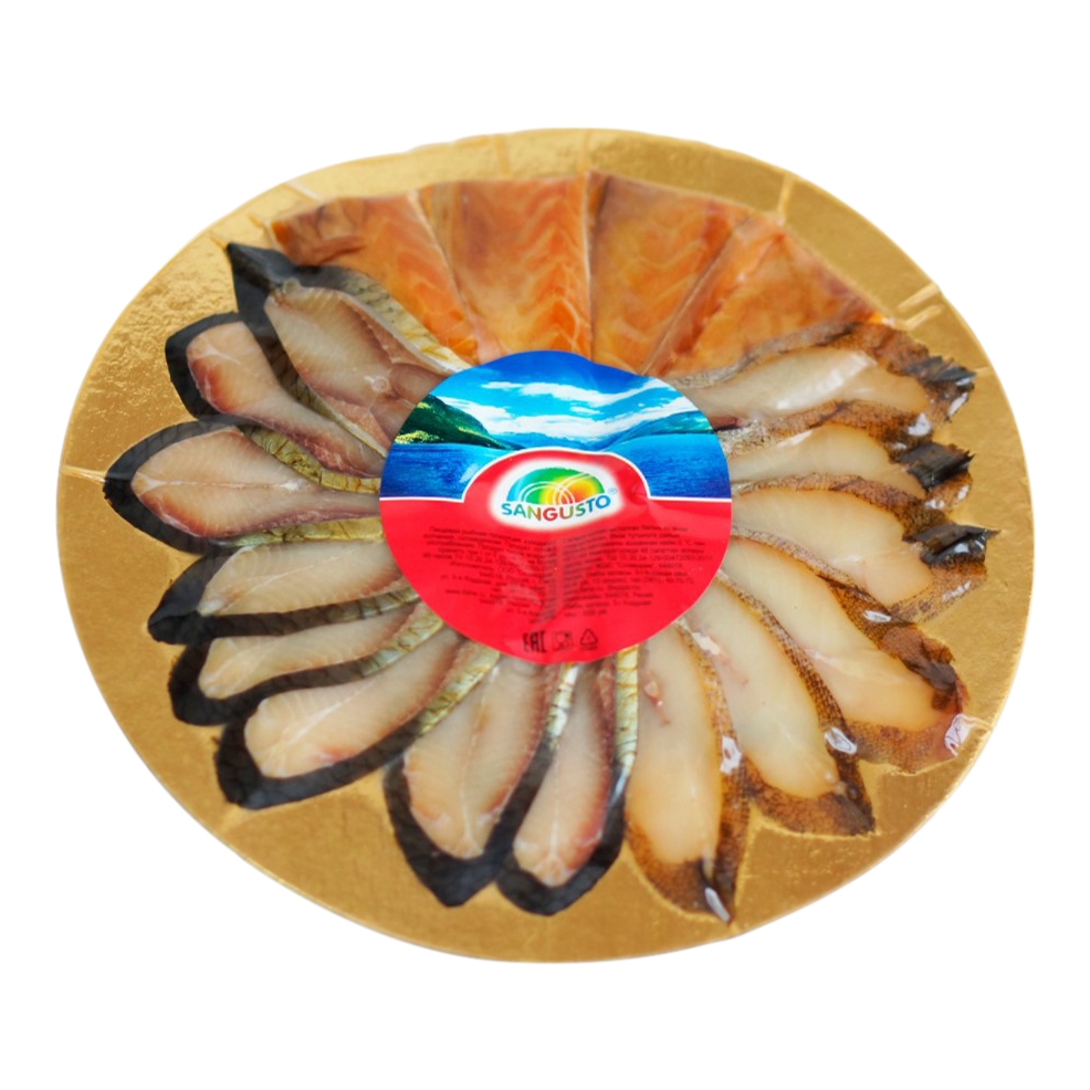 Ассорти рыбное Sangusto холодного копчения кусочки сельди-минтая-теша горбуши 250 г
Ассорти рыбное Sangusto холодного копчения кусочки сельди-минтая-теша горбуши 250 г