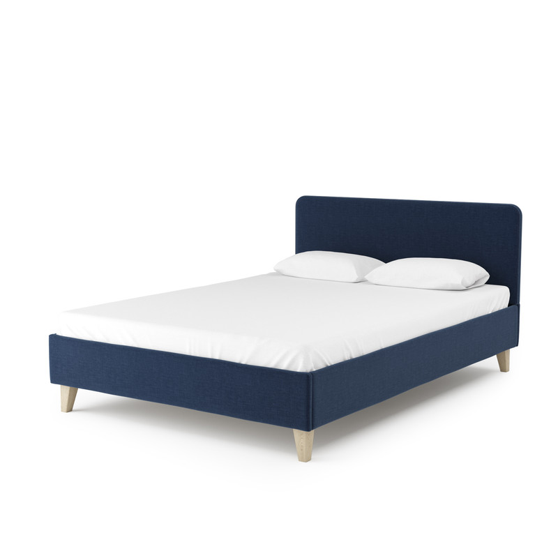 фото Кровать двуспальная salotti сканди 160, рогожка, ткань шифт, цвет темно-синий