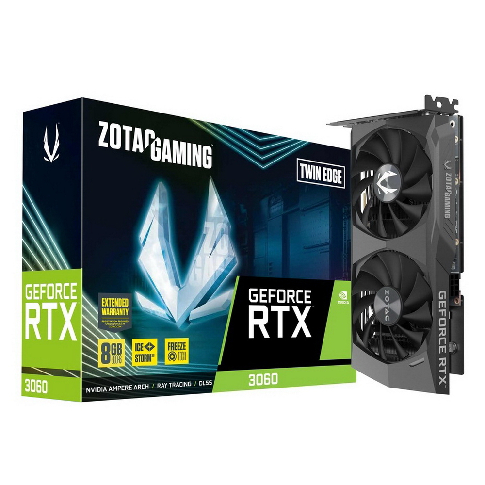 Видеокарта Zotac NVIDIA RTX3060 Twin Edge (Twin Edge ZT-A30630E-10M), Черный, RTX3060 Twin Edge
Видеокарта Zotac NVIDIA RTX3060 Twin Edge (Twin Edge ZT-A30630E-10M), Черный, RTX3060 Twin Edge