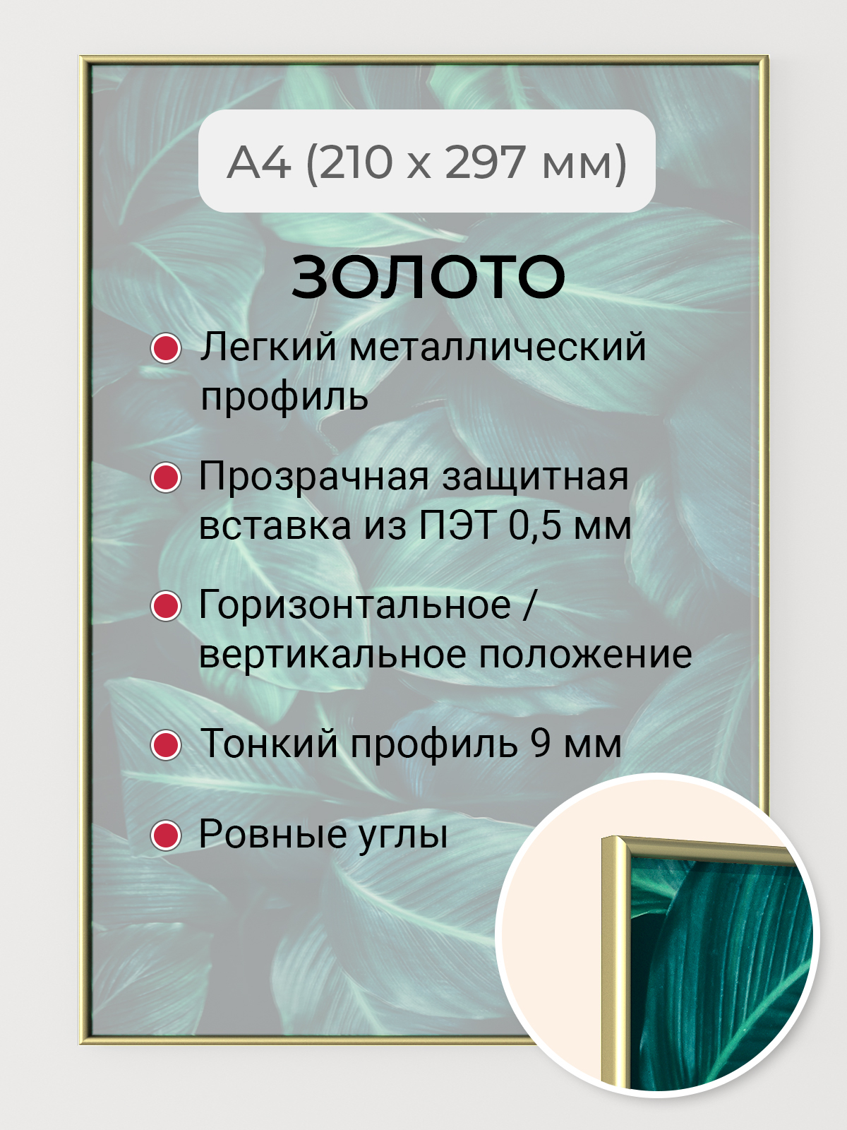 Фоторамка Первое ателье "Золотая алюминиевая рамка А4 (210х297 мм)" для фотографий, Золотистый, фоторамка прямоугольная
Фоторамка Первое ателье "Золотая алюминиевая рамка А4 (210х297 мм)" для фотографий, Золотистый, фоторамка прямоугольная