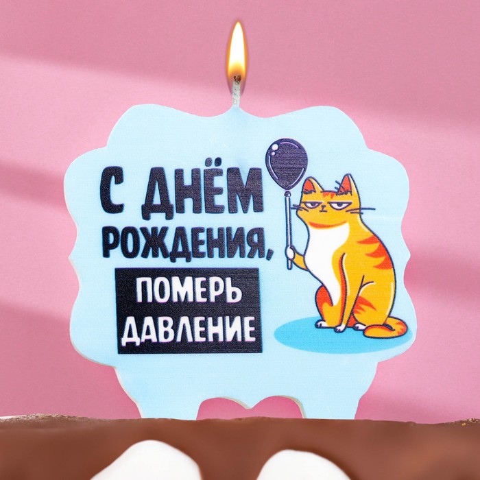 Свеча для торта "С днем рождения, померь давление", кот, 10х10 см, голубая, Разноцветный
Свеча для торта "С днем рождения, померь давление", кот, 10х10 см, голубая, Разноцветный