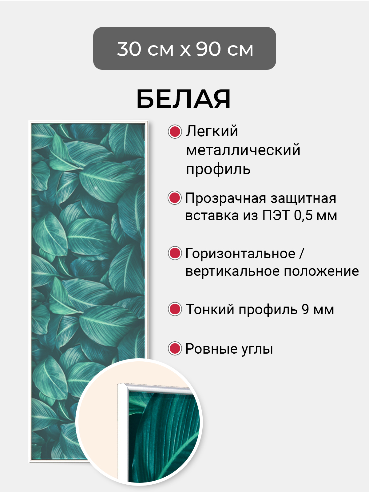 Фоторамка Первое ателье "Белая алюминиевая рамка 30х90 см" для фотографий, Белый, фоторамка прямоугольная
Фоторамка Первое ателье "Белая алюминиевая рамка 30х90 см" для фотографий, Белый, фоторамка прямоугольная