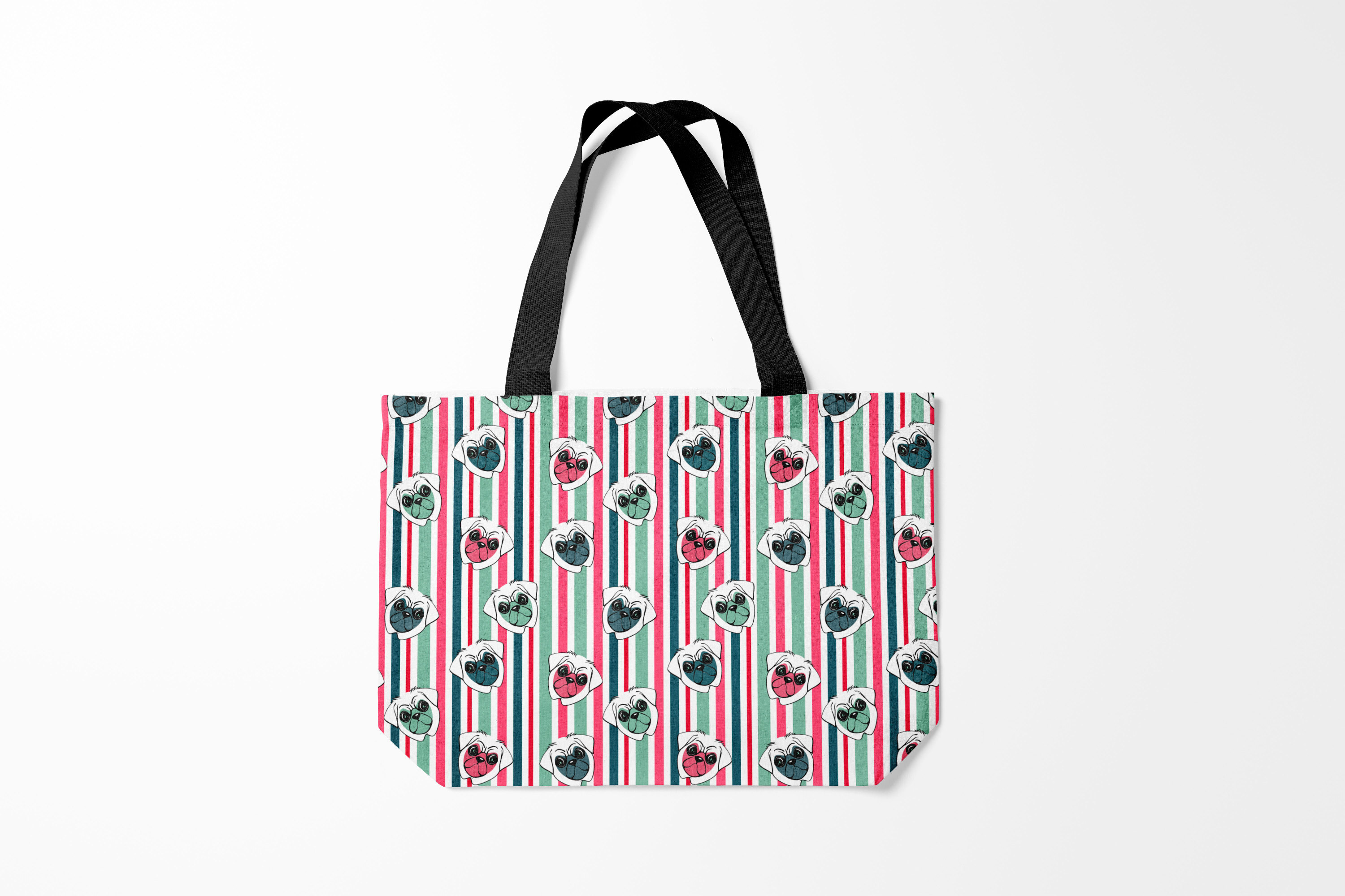 Сумка шoппер унисекс Burnettie Мопс Мопсы в полоску, разноцветный, Мопс Мопсы в полоску