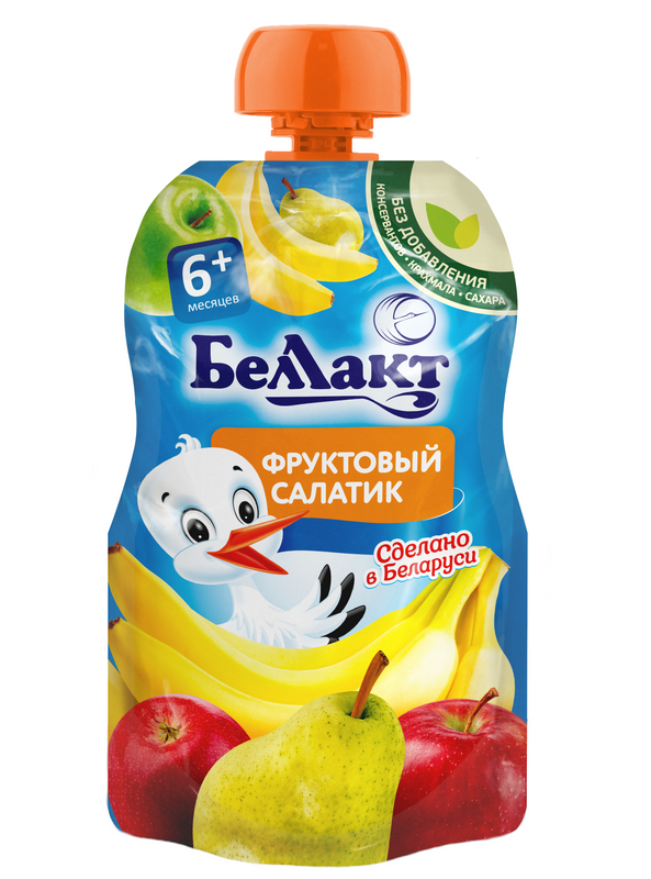 Пюре Беллакт Фруктовый салатик из банана, груш и яблок, Gualapack, 90г, с 6 м., Фруктовый салатик 90г
Пюре Беллакт Фруктовый салатик из банана, груш и яблок, Gualapack, 90г, с 6 м., Фруктовый салатик 90г