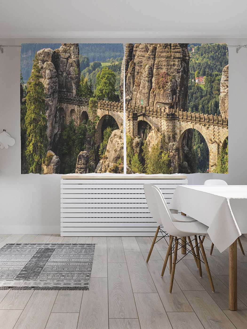 фото Классические шторы joyarty "скальный мост", серия oxford delux, 2 полотна 145x180 см