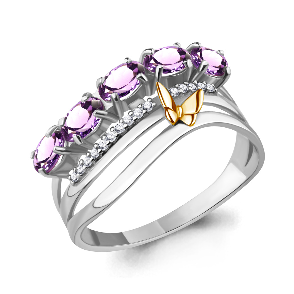фото Кольцо из серебра с аметистом р. 19,5 aquamarine 6571604а_925_р