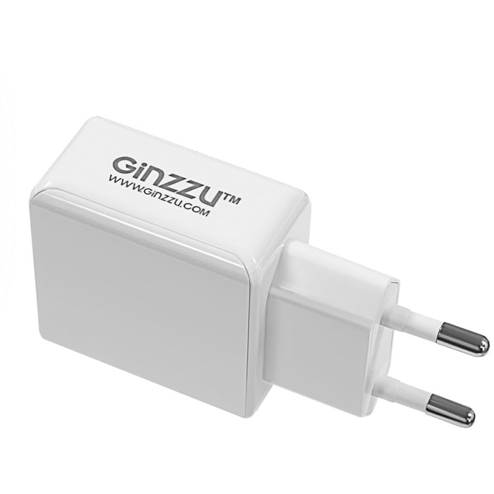 фото Сетевое зарядное устройство ginzzu, 2xusb, 3.1a белое (ga-3311uw)