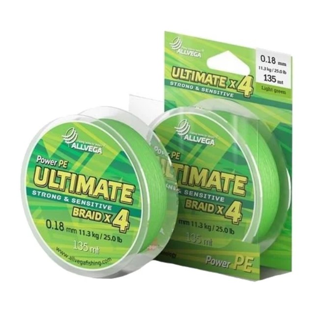 Плетеный шнур Allvega Ultimate 135м, 0.18мм (11.3кг) (светло-зелёный), Зеленый, Ultimate
Плетеный шнур Allvega Ultimate 135м, 0.18мм (11.3кг) (светло-зелёный), Зеленый, Ultimate