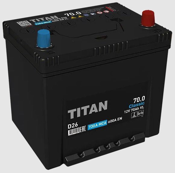 Аккумулятор автомобильный TITAN CLASSIC Asia JIS D26 70 Ач обратная полярность, Classic Asia JIS D26 70.0
Аккумулятор автомобильный TITAN CLASSIC Asia JIS D26 70 Ач обратная полярность, Classic Asia JIS D26 70.0