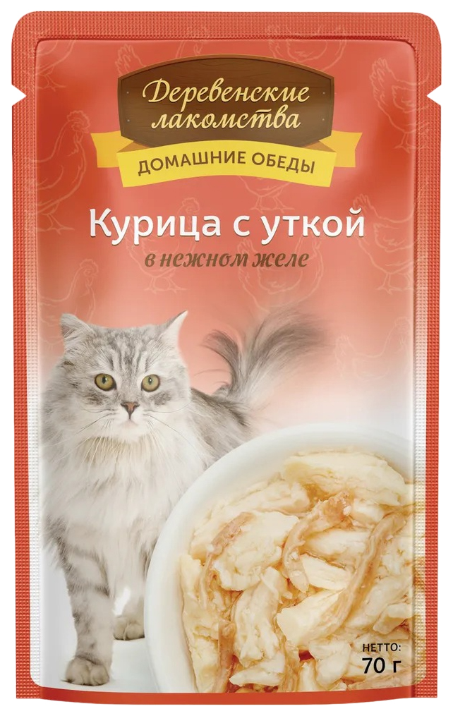 Влажный корм для кошек Деревенские лакомства Домашние обеды, курица с уткой, 70 г, 12 шт
Влажный корм для кошек Деревенские лакомства Домашние обеды, курица с уткой, 70 г, 12 шт