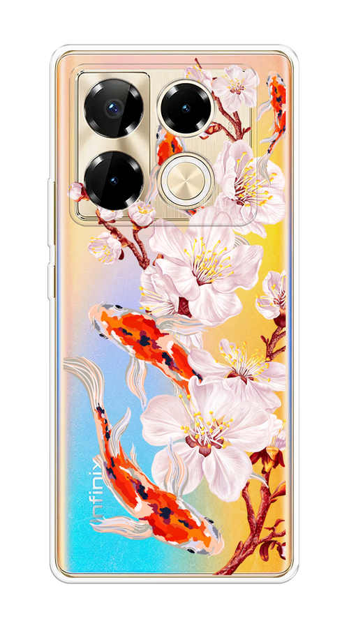 Чехол на Infinix Note 40 Pro "Карпы и сакура", Оранжевый;розовый;бежевый;прозрачный, 3105750-1 
Чехол на Infinix Note 40 Pro "Карпы и сакура", Оранжевый;розовый;бежевый;прозрачный, 3105750-1