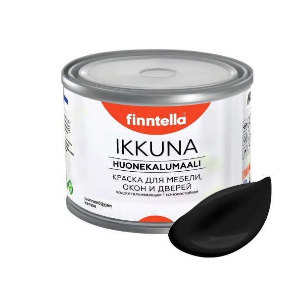 Краска IKKUNA FINNTELLA Матовая, MUSTA черный, 0,45л, IKKUNA для мебели и для дерева, для кухни и кухонных фасадов, для шкафов, для комодов и для деревянных поверхностей с натуральным маслом, без запаха|
Краска IKKUNA FINNTELLA Матовая, MUSTA черный, 0,45л, IKKUNA для мебели и для дерева, для кухни и кухонных фасадов, для шкафов, для комодов и для деревянных поверхностей с натуральным маслом, без запаха|