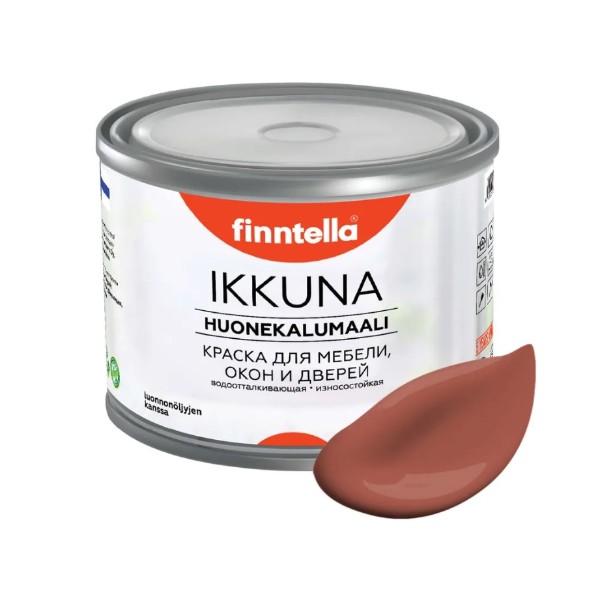 Краска IKKUNA FINNTELLA Матовая, TERRAKOTTA терракотовый, 0,45л, Коричневый, IKKUNA для мебели и для дерева, для кухни и кухонных фасадов, для шкафов, для комодов и для деревянных поверхностей с натуральным маслом, без запаха
Краска IKKUNA FINNTELLA Матовая, TERRAKOTTA терракотовый, 0,45л, Коричневый, IKKUNA для мебели и для дерева, для кухни и кухонных фасадов, для шкафов, для комодов и для деревянных поверхностей с натуральным маслом, без запаха