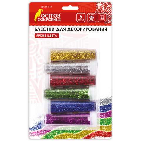 Блестки (глиттер) для декора ОСТРОВ СОКРОВИЩ, 6цв. По 6,5гр., арт. 661550 - (3 набора), Разноцветный
Блестки (глиттер) для декора ОСТРОВ СОКРОВИЩ, 6цв. По 6,5гр., арт. 661550 - (3 набора), Разноцветный