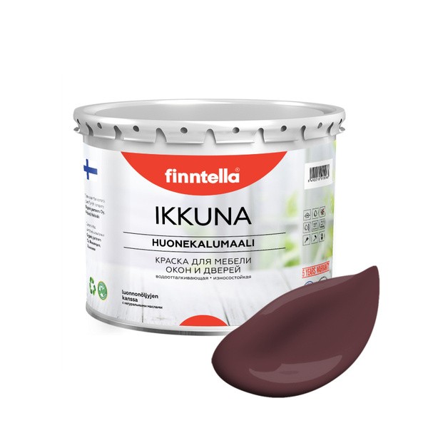 Краска IKKUNA FINNTELLA Матовая, BUGRUNDI темно-бордовый, 2,7л, IKKUNA для мебели и для дерева, для кухни и кухонных фасадов, для шкафов, для комодов и для деревянных поверхностей с натуральным маслом, без запаха
Краска IKKUNA FINNTELLA Матовая, BUGRUNDI темно-бордовый, 2,7л, IKKUNA для мебели и для дерева, для кухни и кухонных фасадов, для шкафов, для комодов и для деревянных поверхностей с натуральным маслом, без запаха