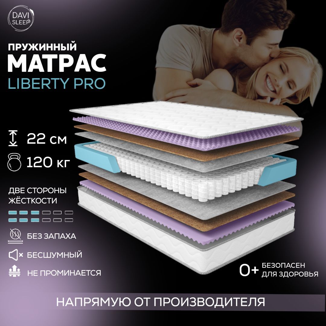 Матрас пружинный DAVI SLEEP LibertyPro 110х200 ортопедический анатомический, Белый, LibertyPro
Матрас пружинный DAVI SLEEP LibertyPro 110х200 ортопедический анатомический, Белый, LibertyPro