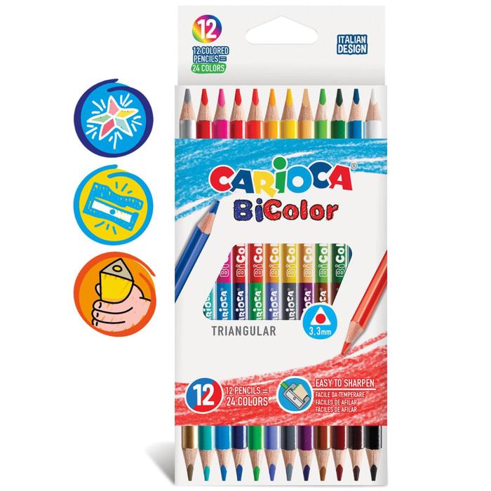 CARIOCA Карандаши 24 цвета Carioca BiCcolor, 3.3 мм, трёхгранные, двусторонние, деревянные, Разноцветные
CARIOCA Карандаши 24 цвета Carioca BiCcolor, 3.3 мм, трёхгранные, двусторонние, деревянные, Разноцветные