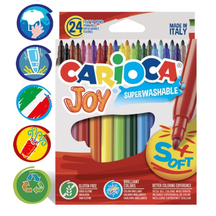 CARIOCA Фломастеры 24 цвета Carioca Joy, 2.6 мм, смываемые, увеличенный ресурс, суперяркие
CARIOCA Фломастеры 24 цвета Carioca Joy, 2.6 мм, смываемые, увеличенный ресурс, суперяркие
