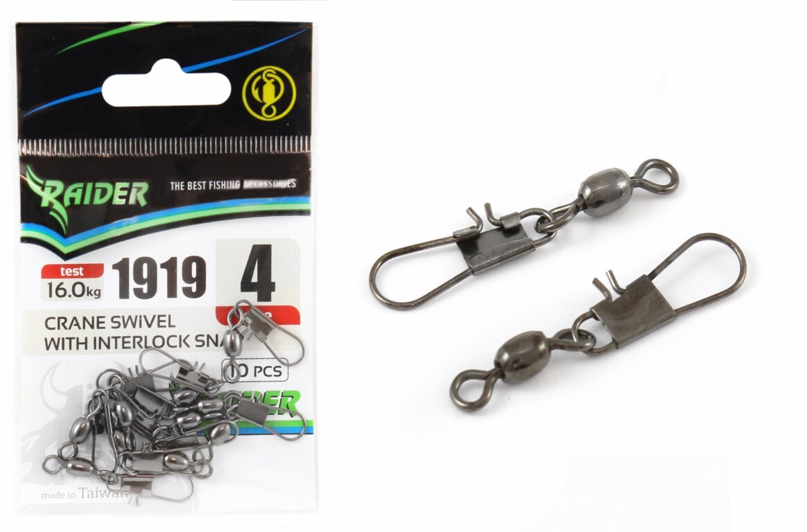 Карабин с вертлюгом RAIDER CRANE SWIVEL WITH INTERLOCK SNAP (уп.10шт) №4 (test 16.0кг)
Карабин с вертлюгом RAIDER CRANE SWIVEL WITH INTERLOCK SNAP (уп.10шт) №4 (test 16.0кг)