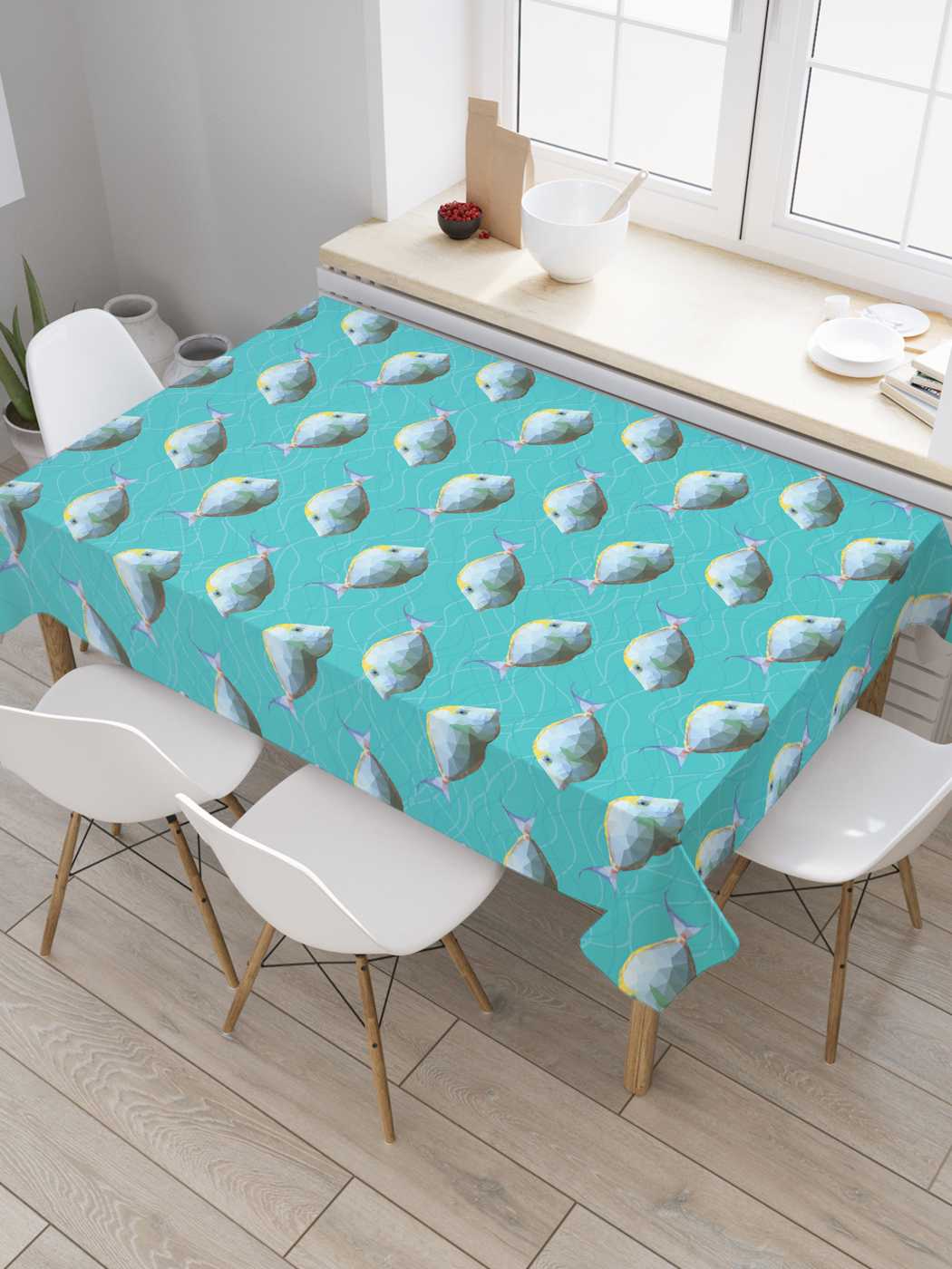 Скатерть прямоугольная JoyArty "Зигзаги с рыбами" из оксфорда, 180x145 см, Голубой, Зигзаги с рыбами 
Скатерть прямоугольная JoyArty "Зигзаги с рыбами" из оксфорда, 180x145 см, Голубой, Зигзаги с рыбами