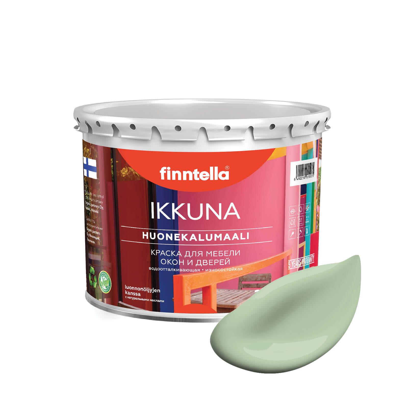 Краска IKKUNA Color Матовая, OMENA светло-зелёный, 2,7л, Зеленый, IKKUNA Color для дерева, деревянных поверхностей и интерьеров, стен и потолка с натуральным маслом, без запаха
Краска IKKUNA Color Матовая, OMENA светло-зелёный, 2,7л, Зеленый, IKKUNA Color для дерева, деревянных поверхностей и интерьеров, стен и потолка с натуральным маслом, без запаха