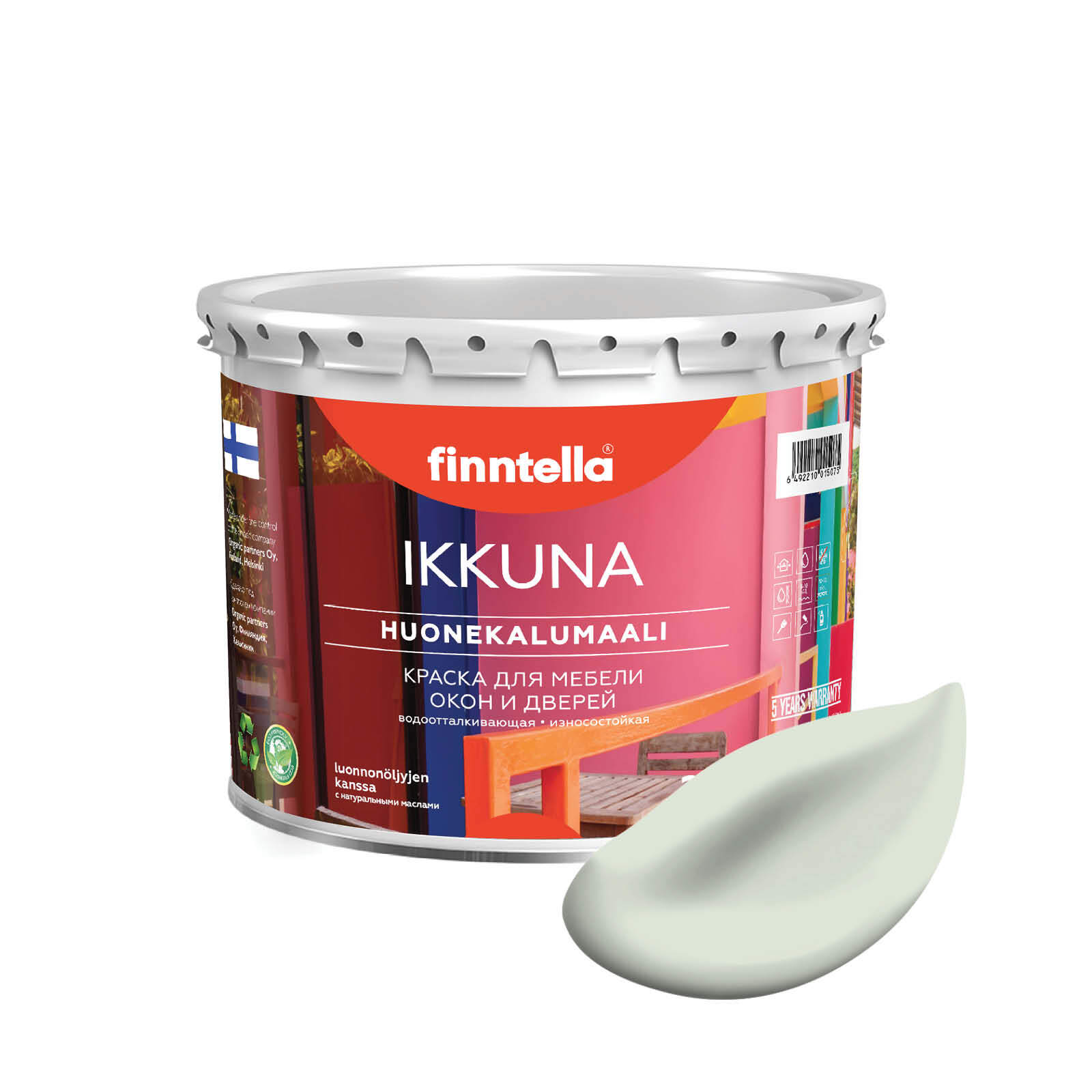 Краска IKKUNA Color Матовая, MINTTU светло-зелёный, 2,7л, Зеленый, IKKUNA Color для дерева, деревянных поверхностей и интерьеров, стен и потолка с натуральным маслом, без запаха
Краска IKKUNA Color Матовая, MINTTU светло-зелёный, 2,7л, Зеленый, IKKUNA Color для дерева, деревянных поверхностей и интерьеров, стен и потолка с натуральным маслом, без запаха