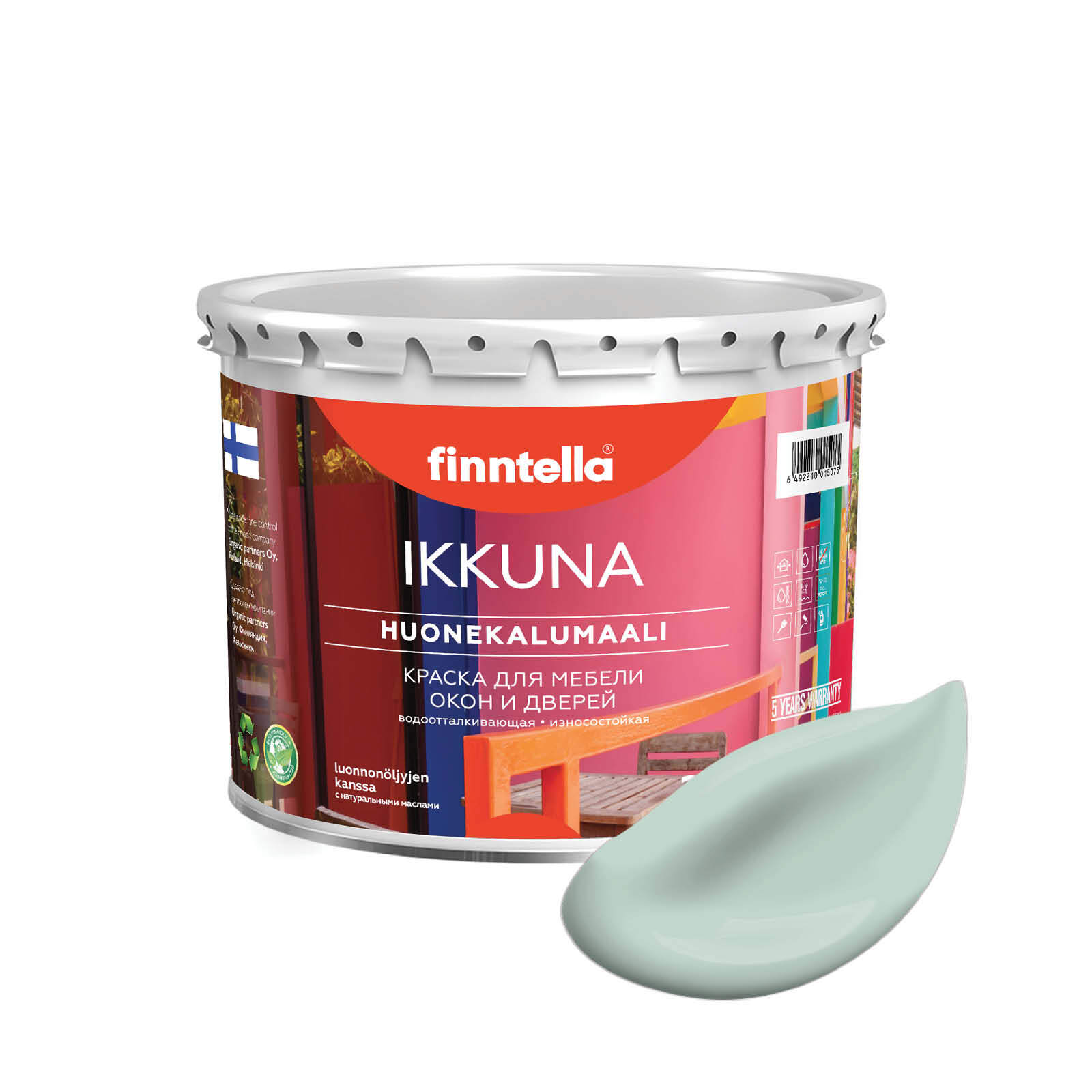 Краска IKKUNA Color Матовая, PAISTAA бледно-бирюзовый, 2,7л, Зеленый, IKKUNA Color для дерева, деревянных поверхностей и интерьеров, стен и потолка с натуральным маслом, без запаха
Краска IKKUNA Color Матовая, PAISTAA бледно-бирюзовый, 2,7л, Зеленый, IKKUNA Color для дерева, деревянных поверхностей и интерьеров, стен и потолка с натуральным маслом, без запаха
