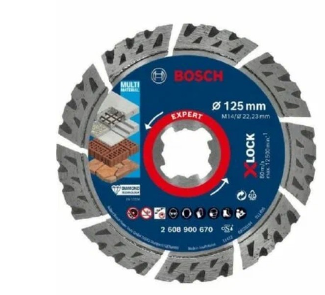 Диск отрезной алмазный Bosch 2608900670 сегментный 125 мм, EXPERT MultiMaterial X-LOCK
Диск отрезной алмазный Bosch 2608900670 сегментный 125 мм, EXPERT MultiMaterial X-LOCK