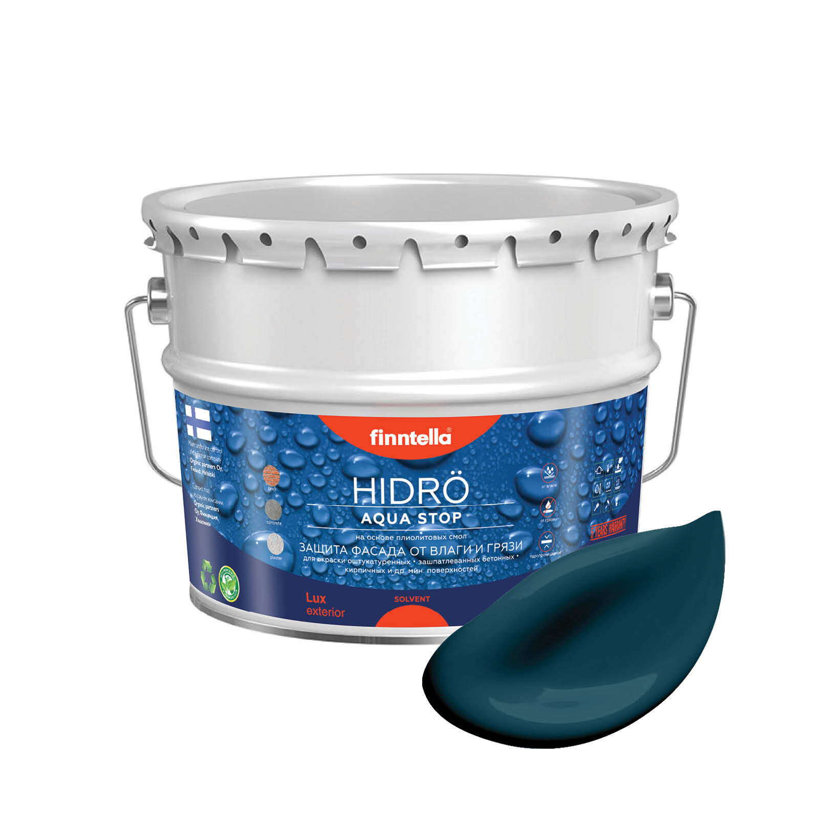 Краска HIDRO, VALTAMERI темно-бирюзовый, 9л, HIDRO самоочищающаяся фасадная со свойствами лотоса, плиолит-полиуретановая
Краска HIDRO, VALTAMERI темно-бирюзовый, 9л, HIDRO самоочищающаяся фасадная со свойствами лотоса, плиолит-полиуретановая