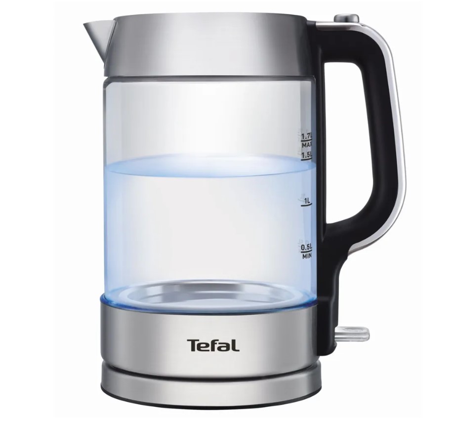 фото Чайник электрический tefal glass kettle ki770d30 1.7 л черный/серебристый