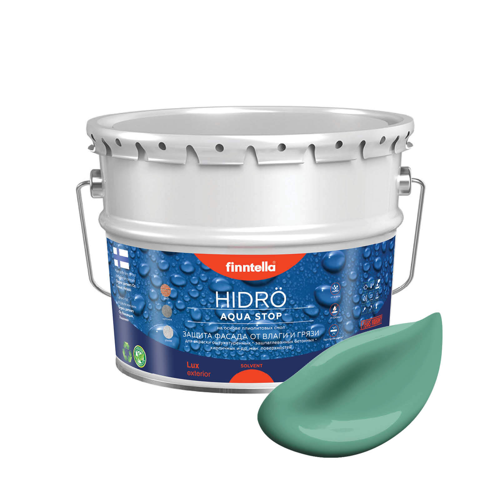 Краска HIDRO, JADE бирюзовый, 9л, HIDRO самоочищающаяся фасадная со свойствами лотоса, плиолит-полиуретановая
Краска HIDRO, JADE бирюзовый, 9л, HIDRO самоочищающаяся фасадная со свойствами лотоса, плиолит-полиуретановая