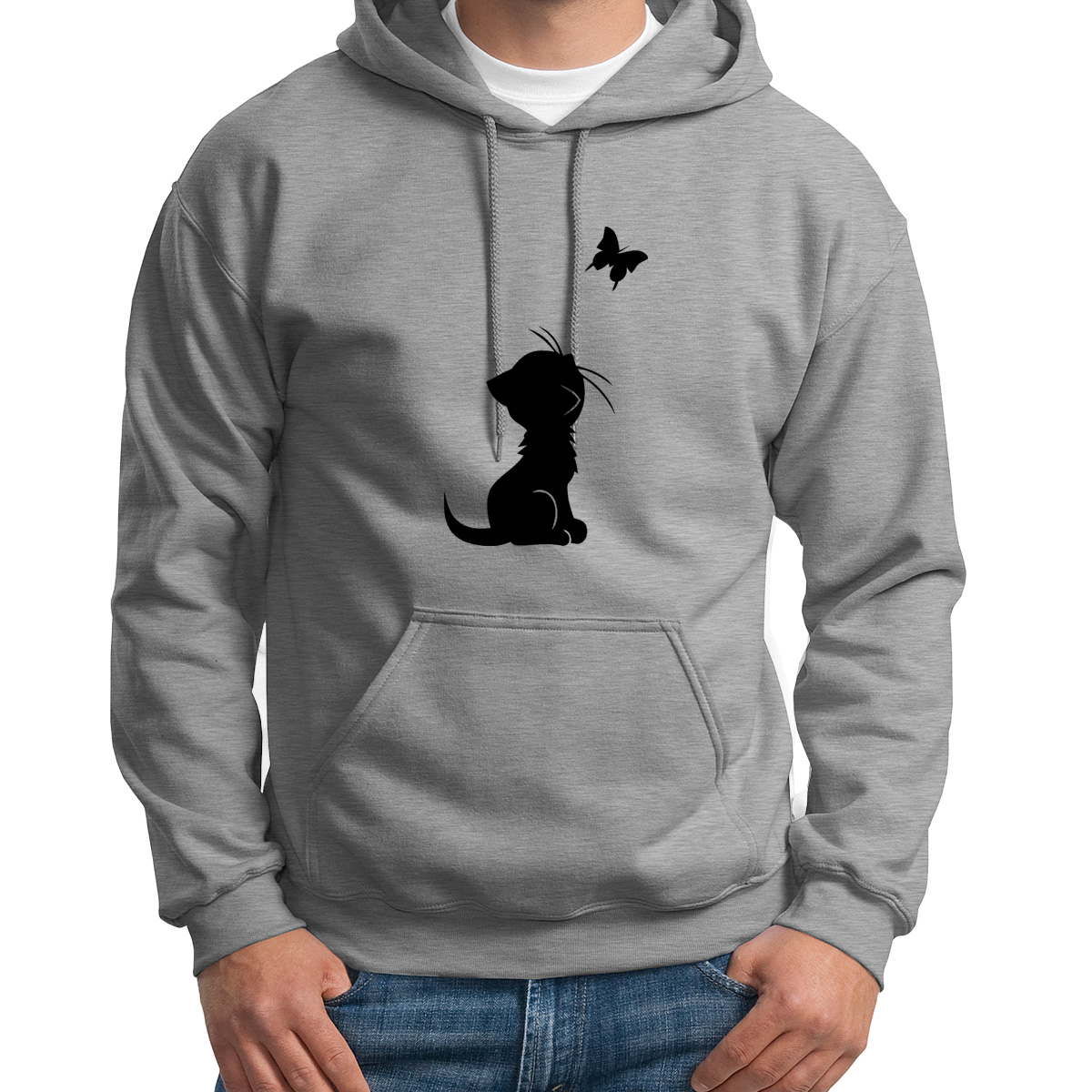 Толстовка Худи серое котенок и бабочка, Серый, S0113237
Толстовка Худи серое котенок и бабочка, Серый, S0113237