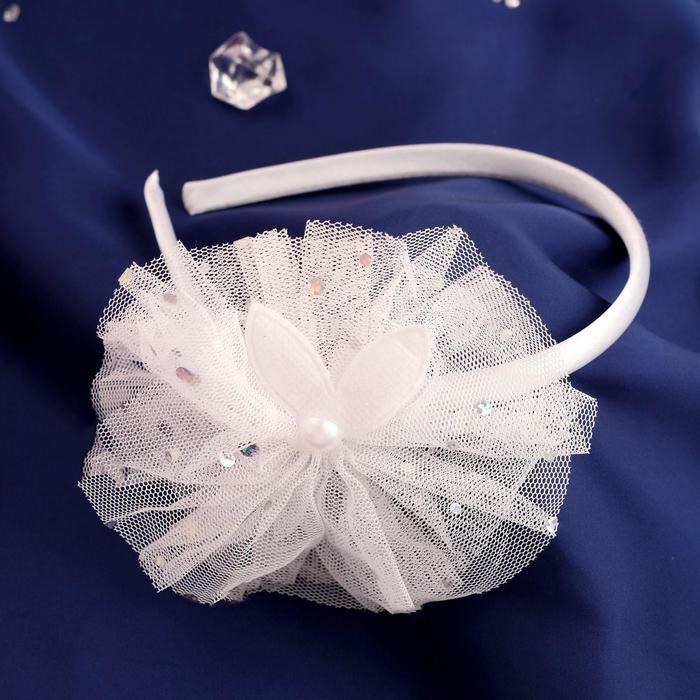 Ободок для волос "Малышка" 1 см ушки, пышный бант, белый 
Ободок для волос "Малышка" 1 см ушки, пышный бант, белый