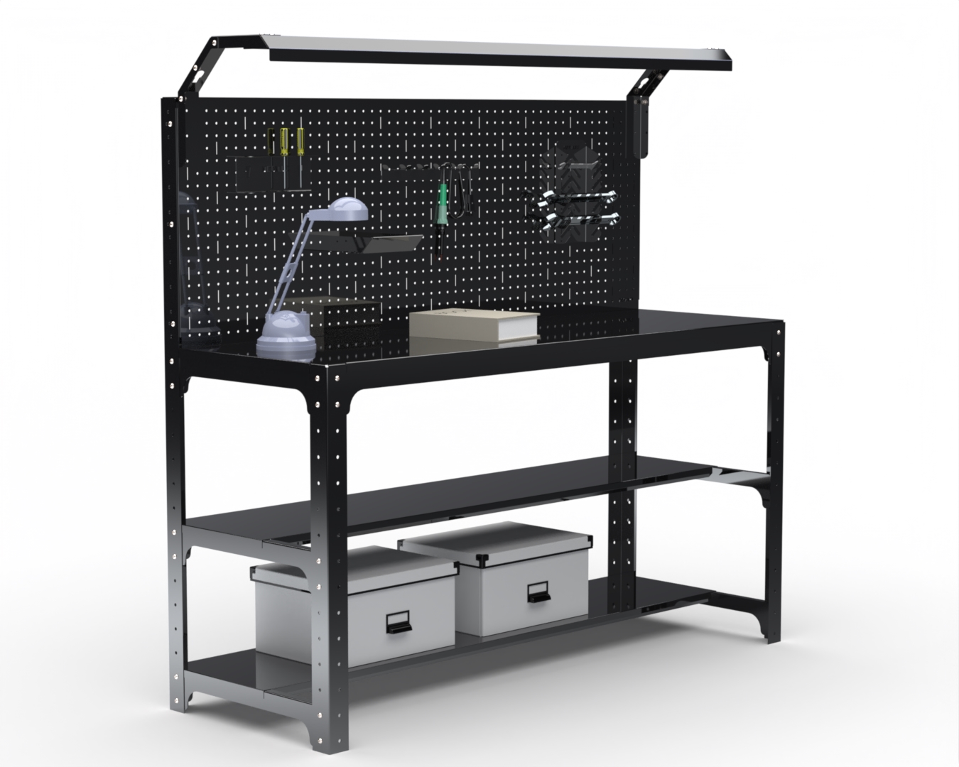 Стол металлический Metalex серия KIT 750х1100х500 2 полки + перф.ь с комп. освещ, черный
Стол металлический Metalex серия KIT 750х1100х500 2 полки + перф.ь с комп. освещ, черный