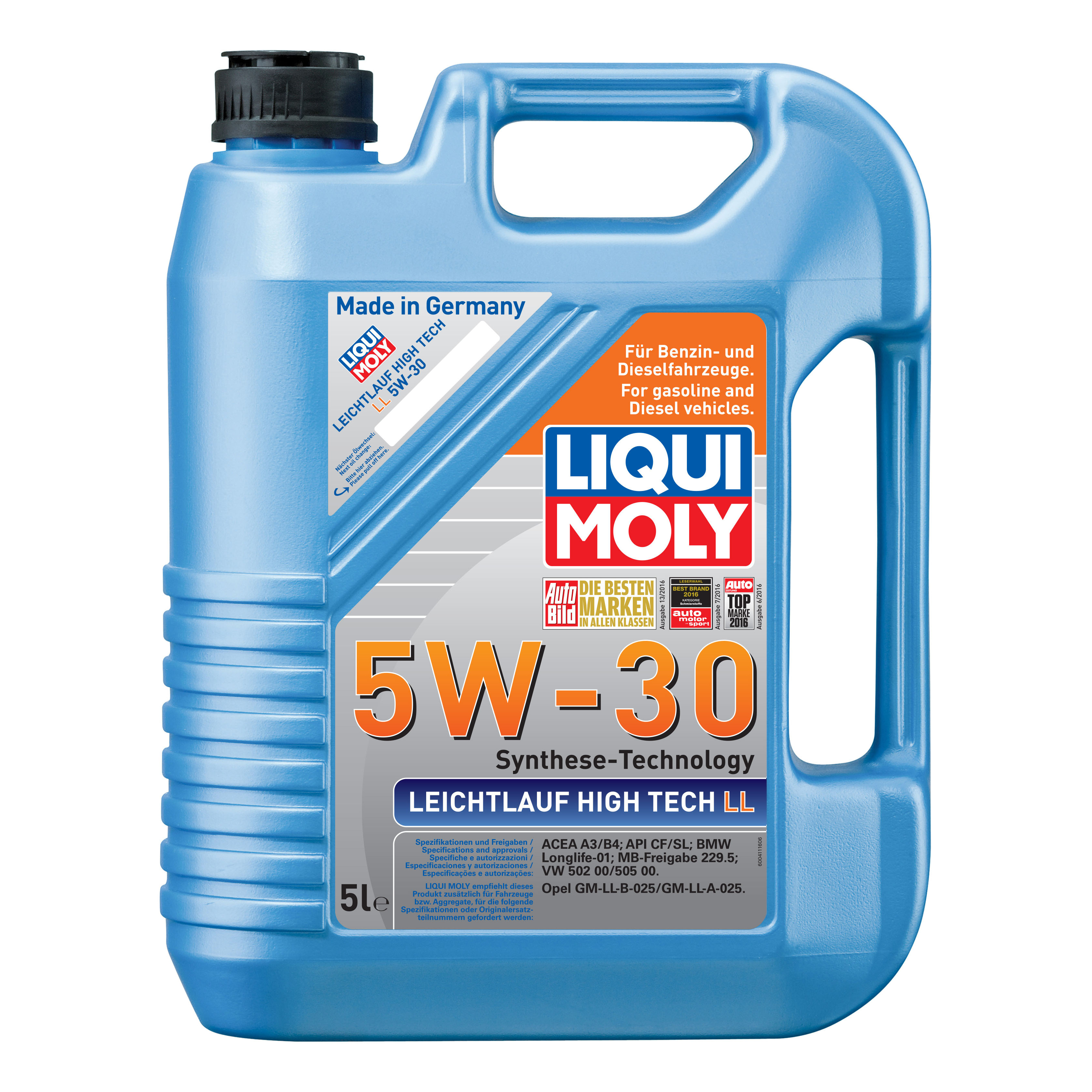 LIQUI MOLY Масло мотор. НС-синт.Leichtlauf High Tech LL 5W-30 CFSL A3B4 (5л) 39007, Leichtlauf High Tech LL
LIQUI MOLY Масло мотор. НС-синт.Leichtlauf High Tech LL 5W-30 CFSL A3B4 (5л) 39007, Leichtlauf High Tech LL