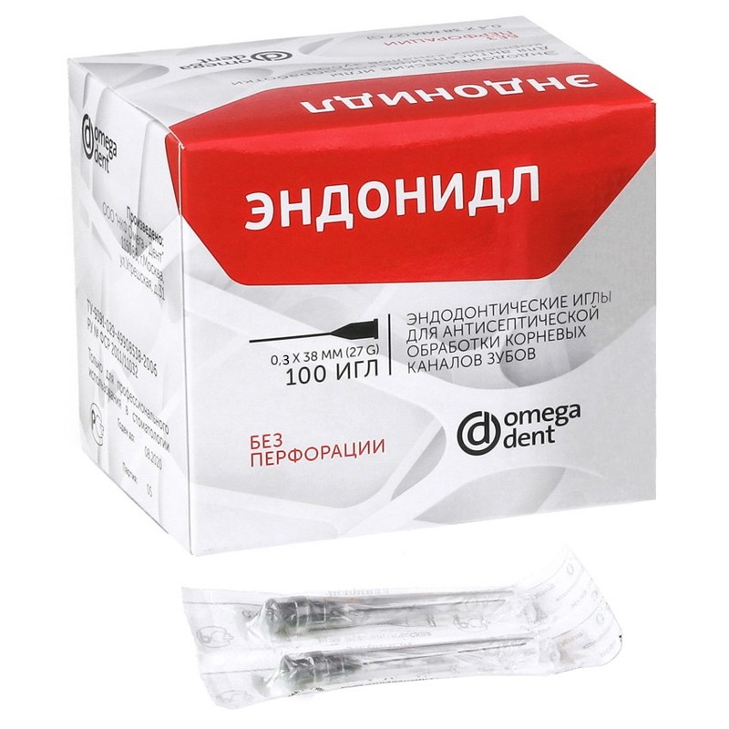 Эндодонтические иглы Омега-Дент для антисепт обраб корневых каналов Эндонидл без перфор, Эндодонтические иглы для антисепт. обраб. корневых каналов ЭНДОНИДЛ без перфор. 0,3мм x 38мм, 100шт.
Эндодонтические иглы Омега-Дент для антисепт обраб корневых каналов Эндонидл без перфор, Эндодонтические иглы для антисепт. обраб. корневых каналов ЭНДОНИДЛ без перфор. 0,3мм x 38мм, 100шт.