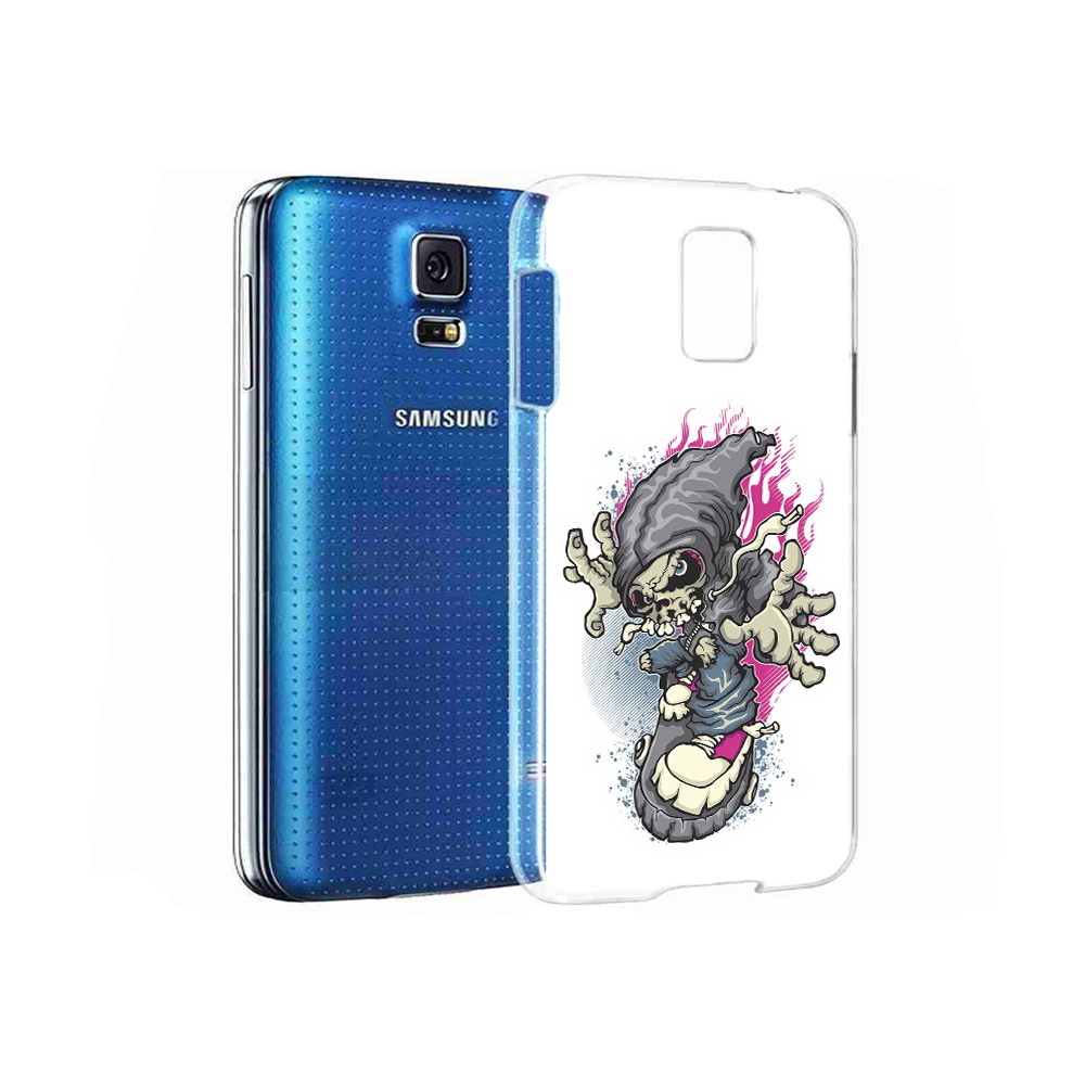 фото Чехол mypads tocco для samsung galaxy s5 нарисованный скелет на скейт борде
