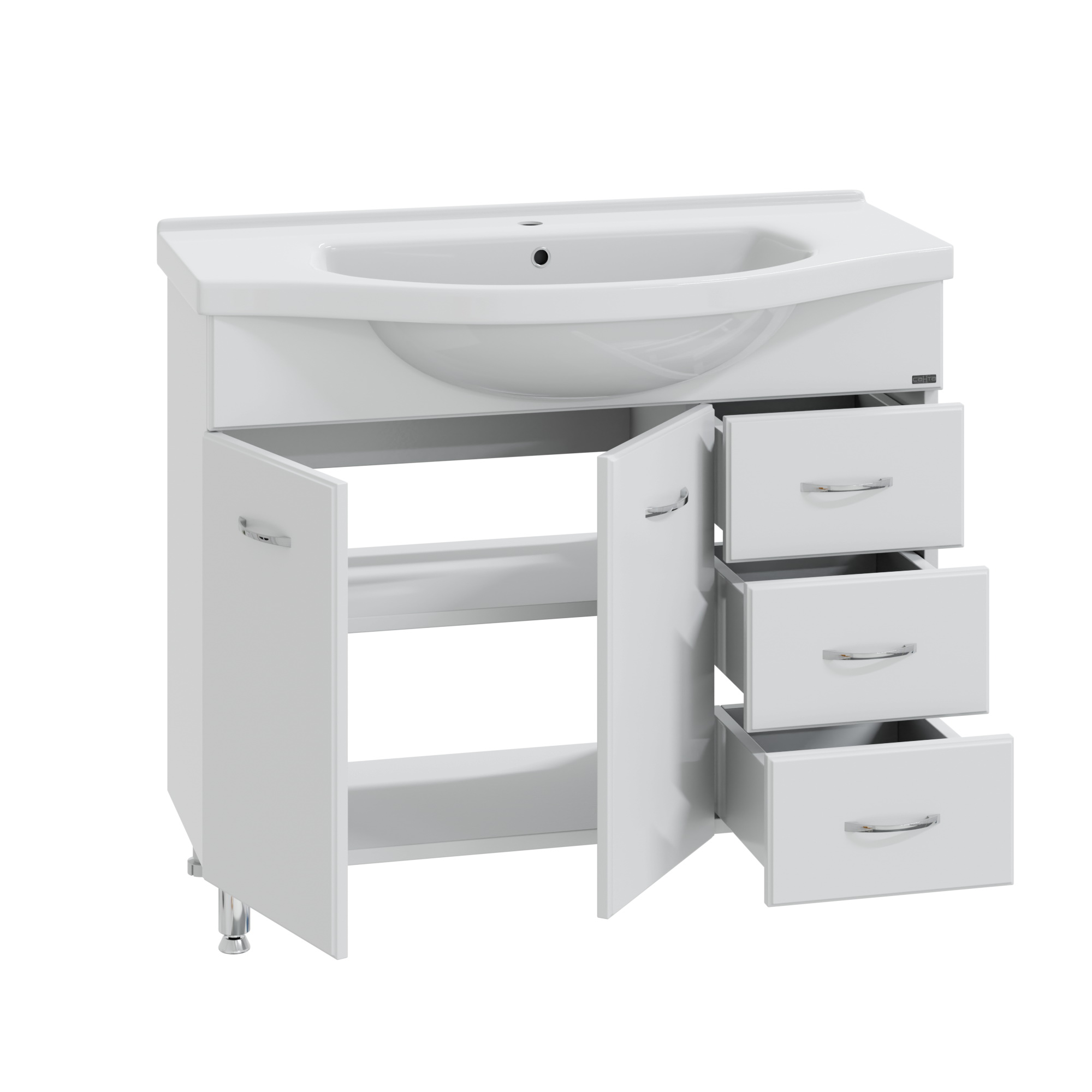 Тумба с раковиной напольная СанТа Эльбрус 100 с 3 ящ. прав., Белый, Эльбрус
Тумба с раковиной напольная СанТа Эльбрус 100 с 3 ящ. прав., Белый, Эльбрус